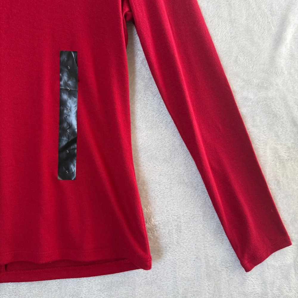 Banana Republic Soft Luxe Long Sleeve Crew Neck Top Red Small Holidays Chic - Picture 6 of 7